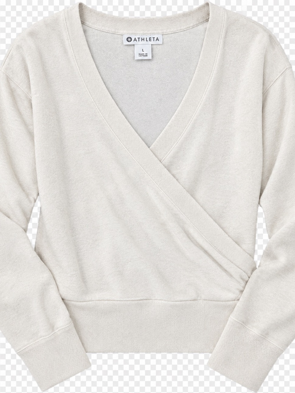 Athleta Cream Crossover V-Neck Wrap Sweater